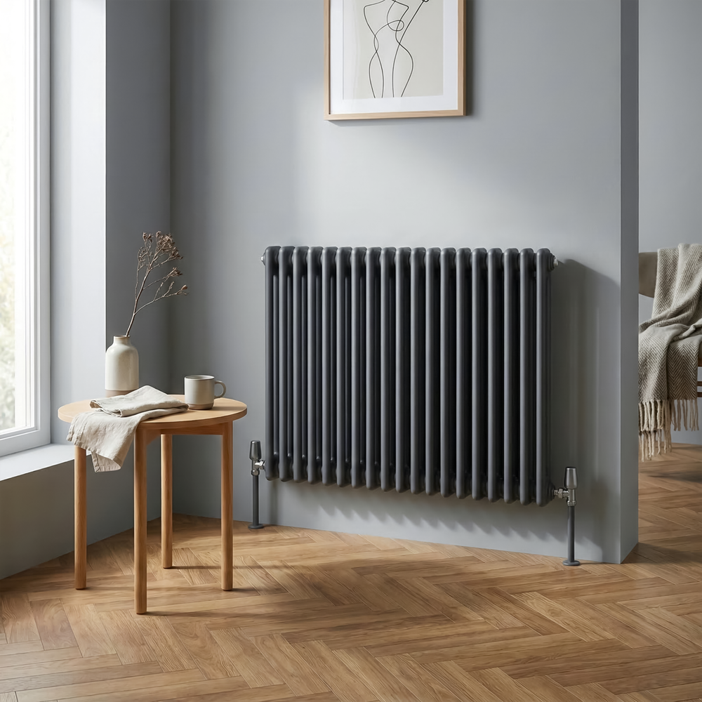 Baridi DH358 Horizontal Traditional 2 Column Radiator 600 x 832mm - Anthracite - additional view 6