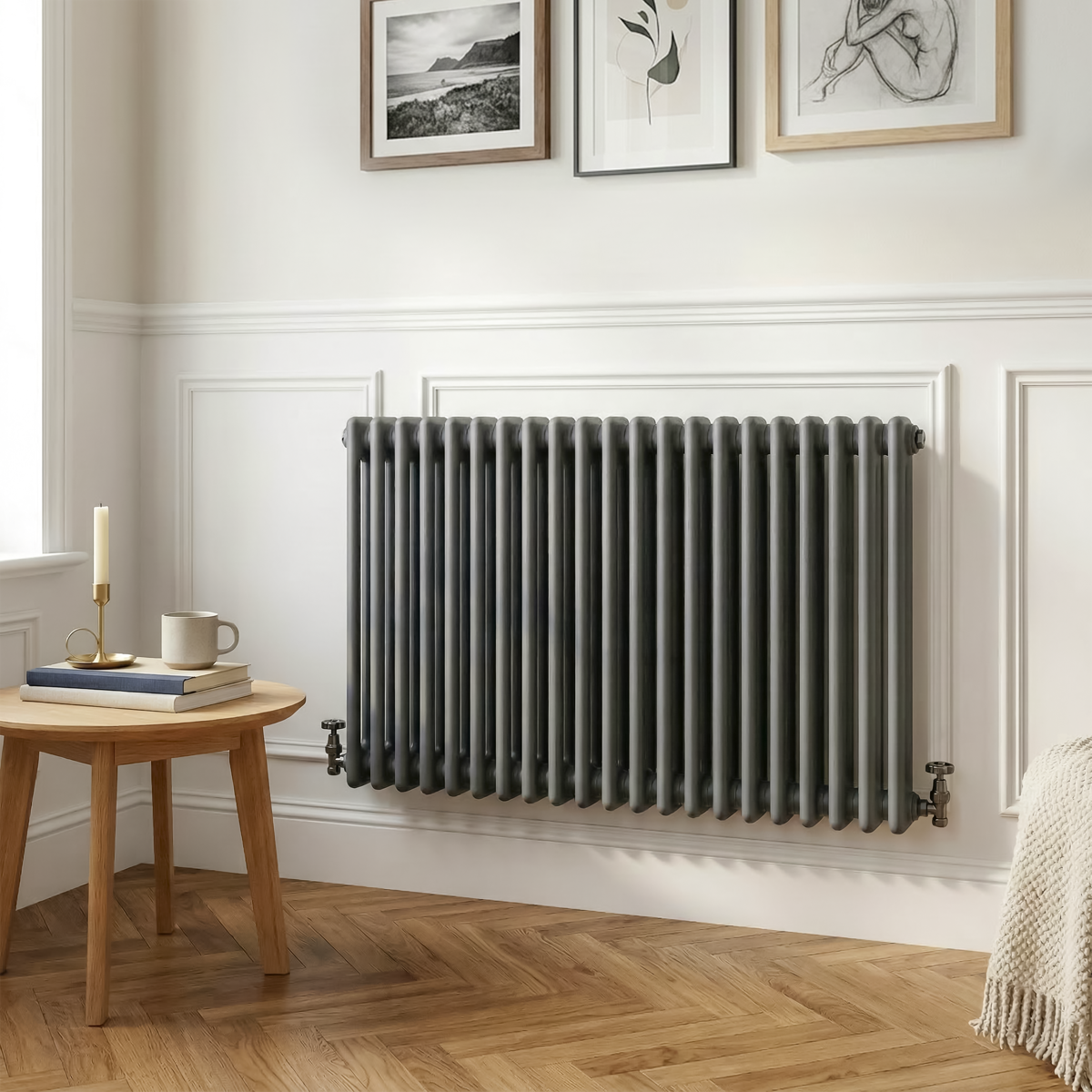 Baridi DH359 Horizontal Traditional 2 Column Radiator 600 x 1012mm - Anthracite - additional view 4