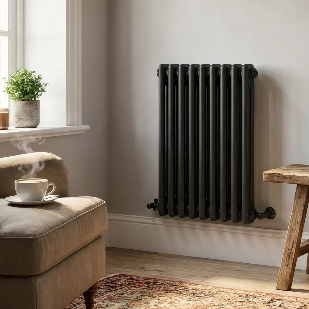 Baridi DH361 Horizontal Traditional 2 Column Radiator 600 x 427mm - Black - additional view 2