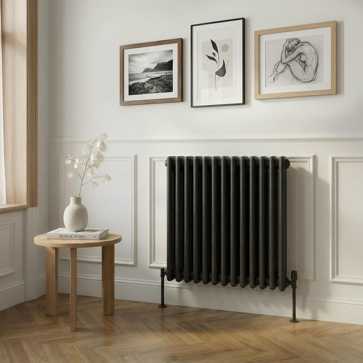 Baridi DH362 Horizontal Traditional 2 Column Radiator 600 x 607mm - Black - additional view 5