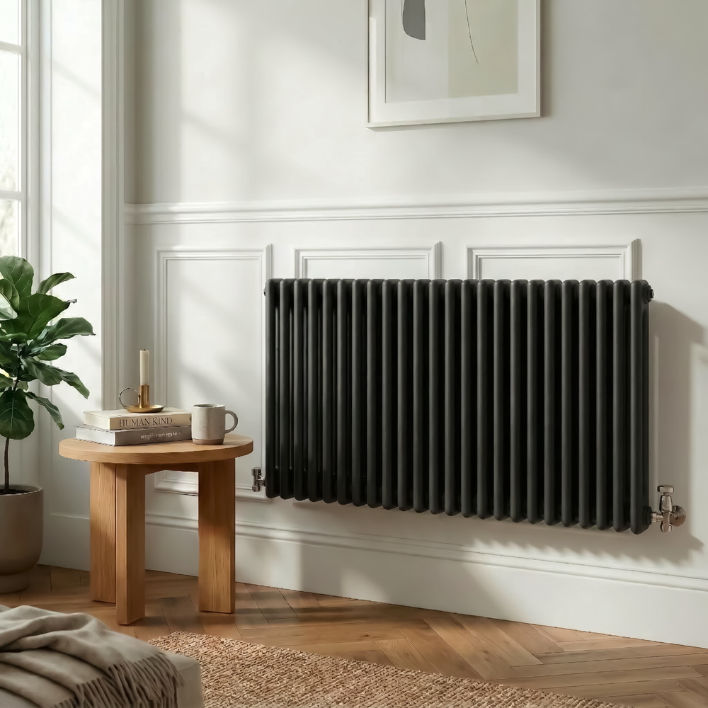 Baridi DH365 Horizontal Traditional 2 Column Radiator 600 x 1147mm - Black - additional view 5