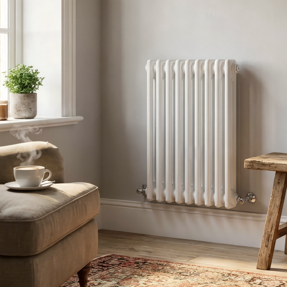 Baridi DH366 Horizontal Traditional 2 Column Radiator 600 x 427mm - White - additional view 4