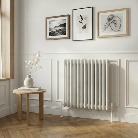 Baridi DH367 Horizontal Traditional 2 Column Radiator 600 x 607mm - White - additional view 2