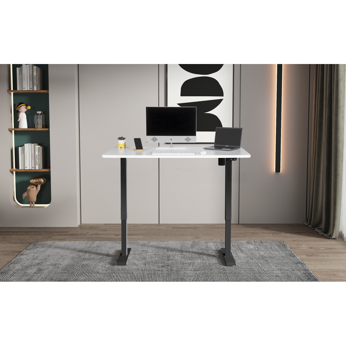 Dellonda DH36 Single Motor Ultra-Quiet Adjustable-Height Electric Sit/Stand Desk - White Desktop - additional view 10