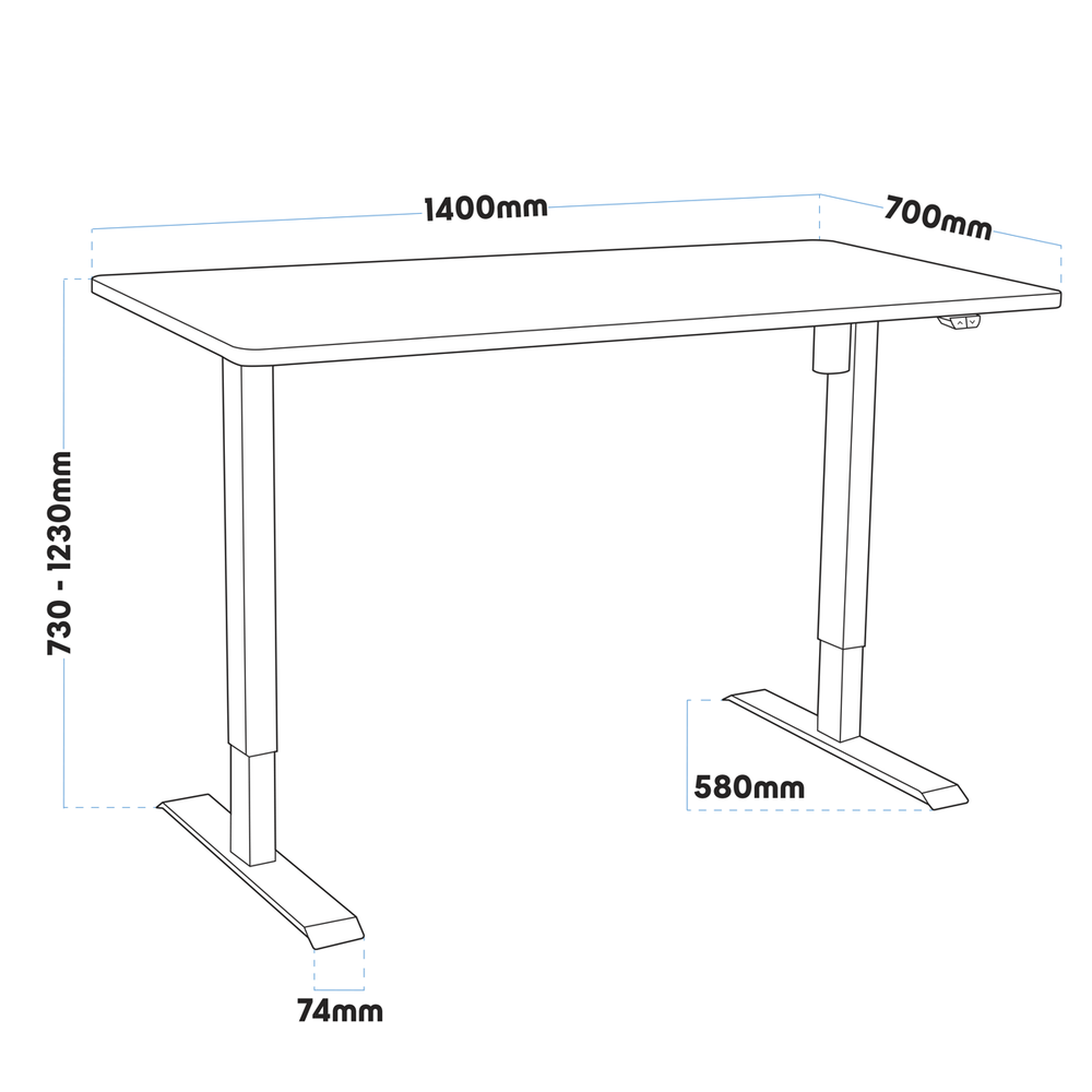 Dellonda DH36 Single Motor Ultra-Quiet Adjustable-Height Electric Sit/Stand Desk - White Desktop - additional view 12