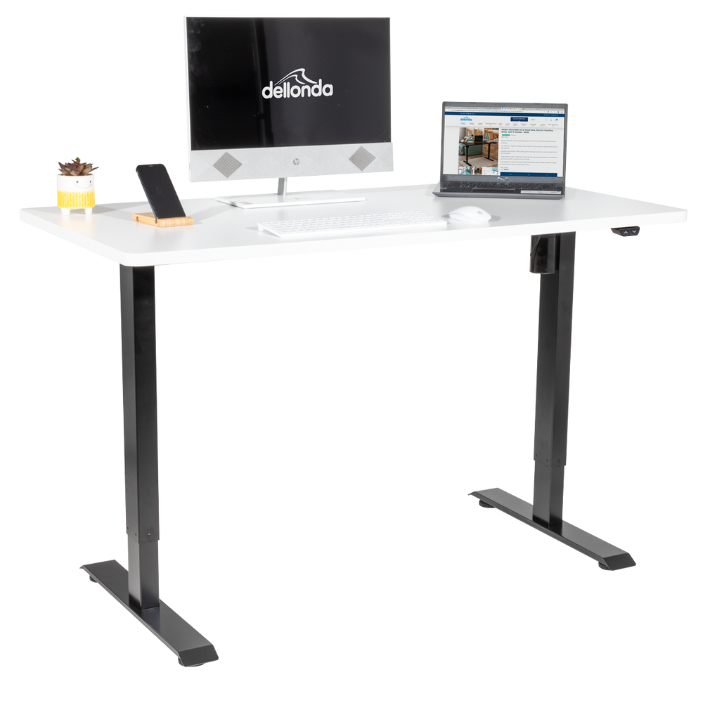 Dellonda DH36 Single Motor Ultra-Quiet Adjustable-Height Electric Sit/Stand Desk - White Desktop - additional view 4