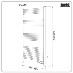 Baridi DH372 Electric Heated Towel Rail 1085 x 535mm with LED Display - Silver - additional view 6