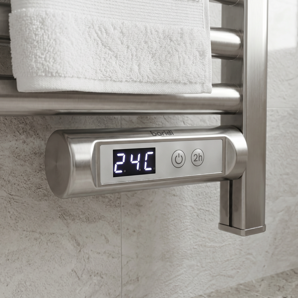 Baridi DH372 Electric Heated Towel Rail 1085 x 535mm with LED Display - Silver - additional view 12