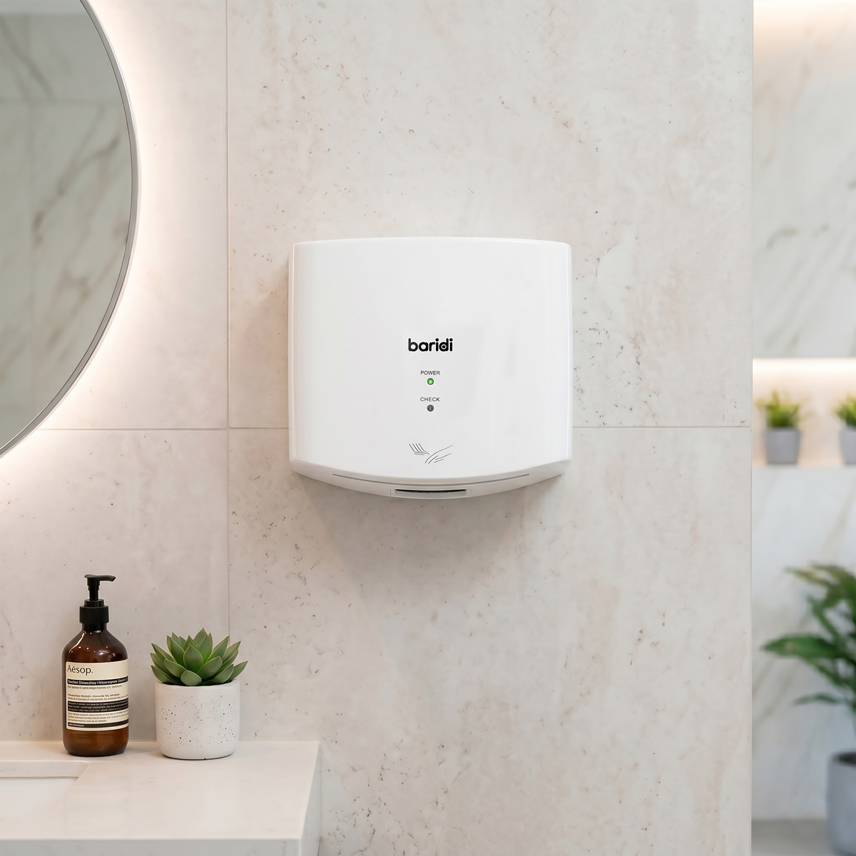 Baridi DH378 High Speed Hand Dryer with Auto Sensor 1400-1650W - White - additional view 16