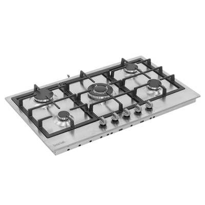 Baridi DH382 90cm Gas Hob Stainless Steel with 5 Burners, Cast Iron Supports & Auto Ignition 11kW