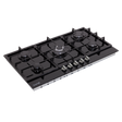 Baridi DH383 90cm Gas Hob Black Glass with 5 Burners, Cast Iron Supports & Auto Ignition 11kW