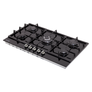 Baridi DH383 90cm Gas Hob Black Glass with 5 Burners, Cast Iron Supports & Auto Ignition 11kW - additional view 2