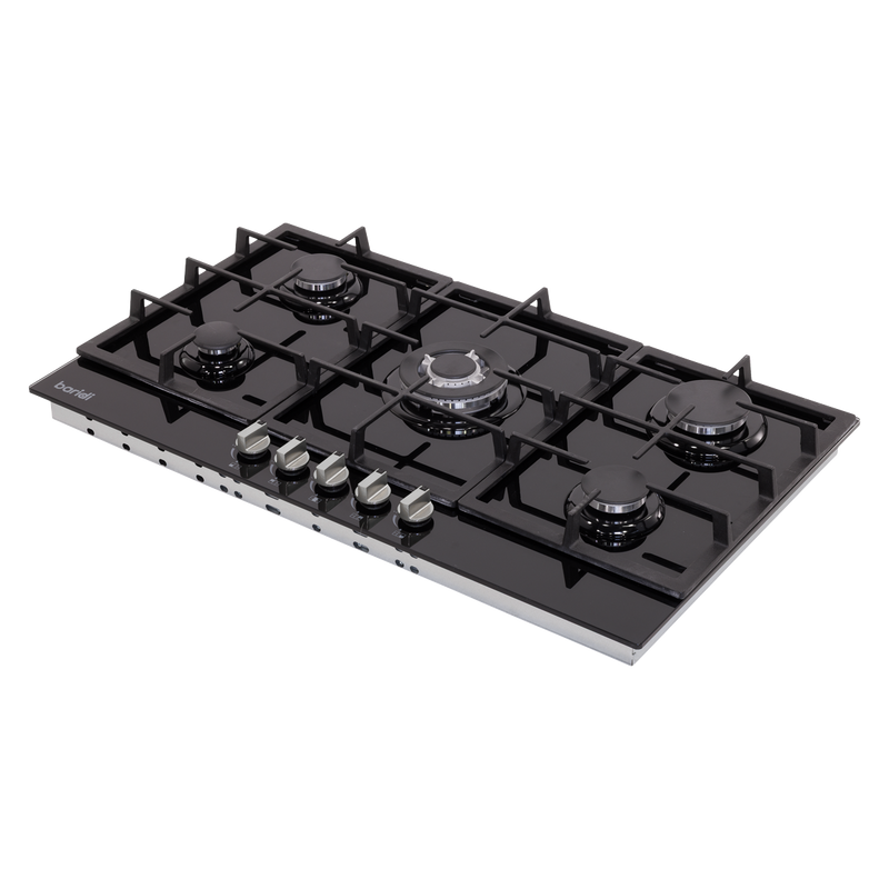 Baridi DH383 90cm Gas Hob Black Glass with 5 Burners, Cast Iron Supports & Auto Ignition 11kW - additional view 2