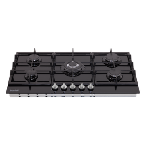 Baridi DH383 90cm Gas Hob Black Glass with 5 Burners, Cast Iron Supports & Auto Ignition 11kW - additional view 3