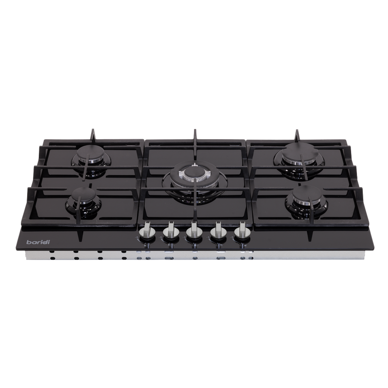 Baridi DH383 90cm Gas Hob Black Glass with 5 Burners, Cast Iron Supports & Auto Ignition 11kW - additional view 3
