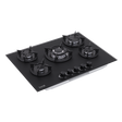 Baridi DH384 70cm Gas Hob Matt Black with 5 Burners, Cast Iron Supports & Auto Ignition 10.4kW