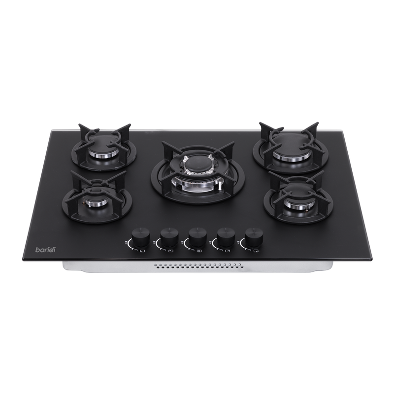 Baridi DH384 70cm Gas Hob Matt Black with 5 Burners, Cast Iron Supports & Auto Ignition 10.4kW - additional view 2