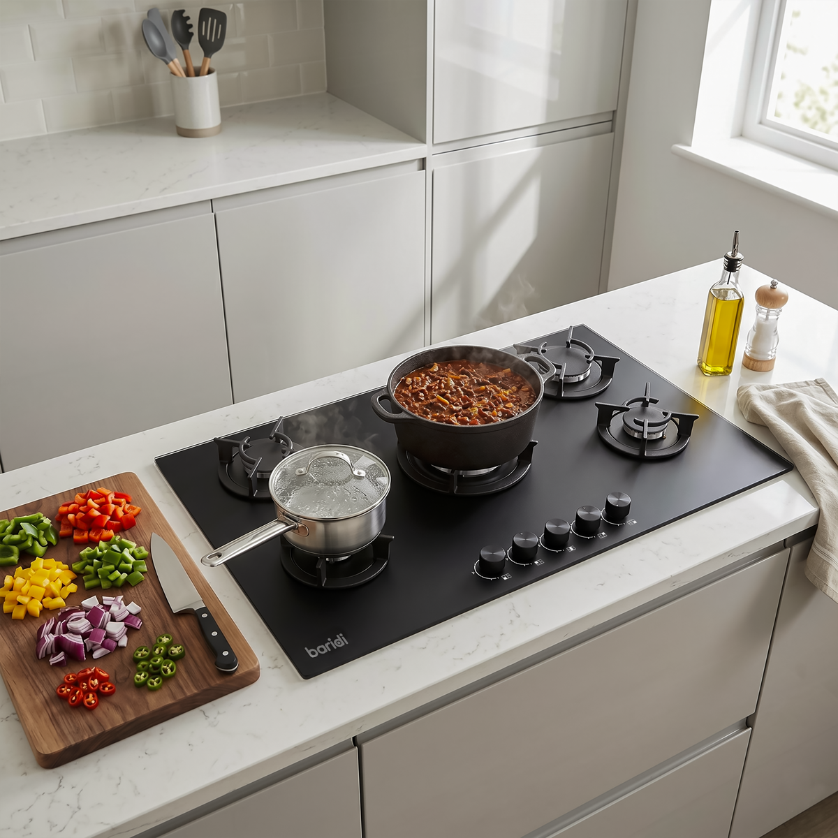 Baridi DH385 90cm Gas Hob Matt Black 5 Burners Cast Iron Supports & Auto Ignition 10.4kW - additional view 11