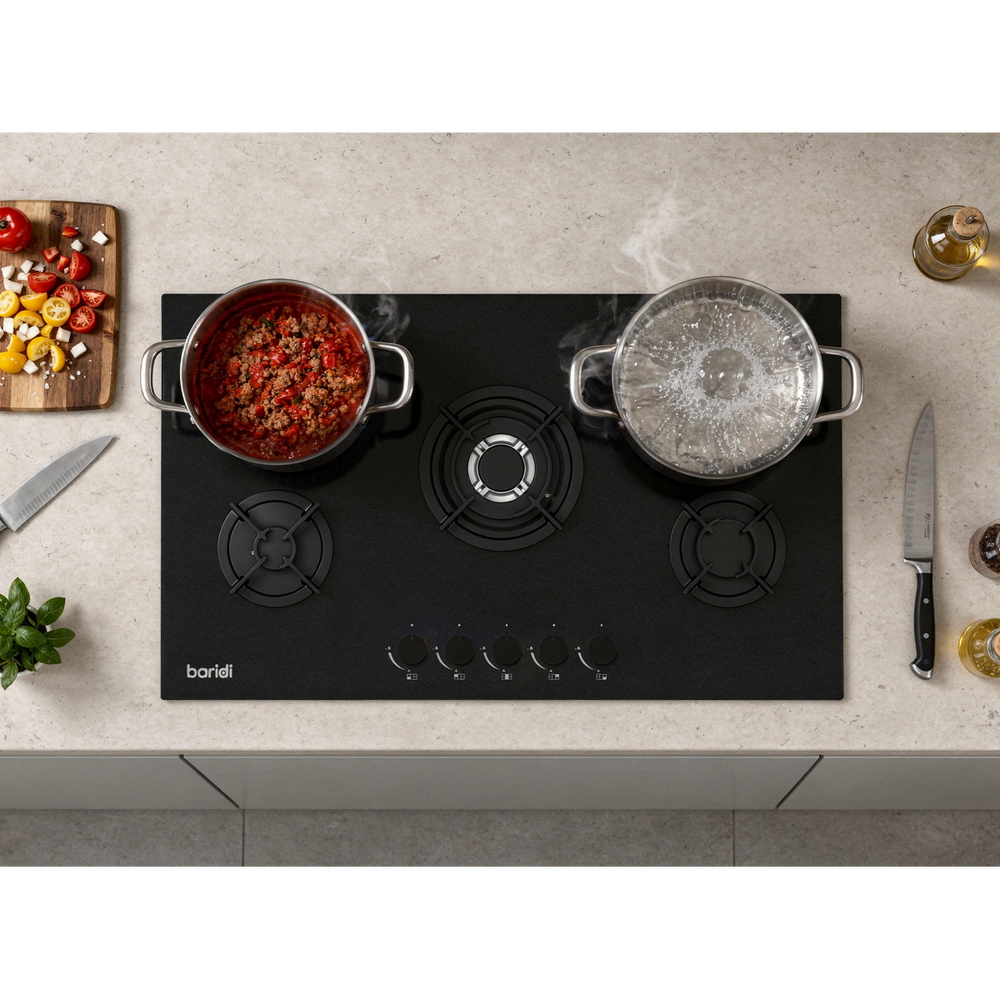 Baridi DH385 90cm Gas Hob Matt Black 5 Burners Cast Iron Supports & Auto Ignition 10.4kW - additional view 12