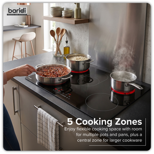 Baridi DH389 Integrated Ceramic Hob with 5 Cooking Zones 90cm - Black Glass - additional view 4