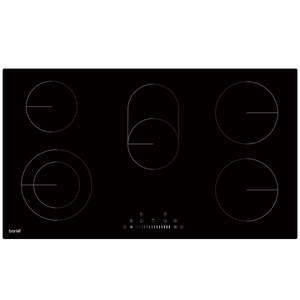 Baridi DH389 Integrated Ceramic Hob with 5 Cooking Zones 90cm - Black Glass