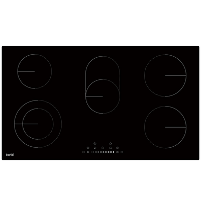 Baridi DH389 Integrated Ceramic Hob with 5 Cooking Zones 90cm - Black Glass