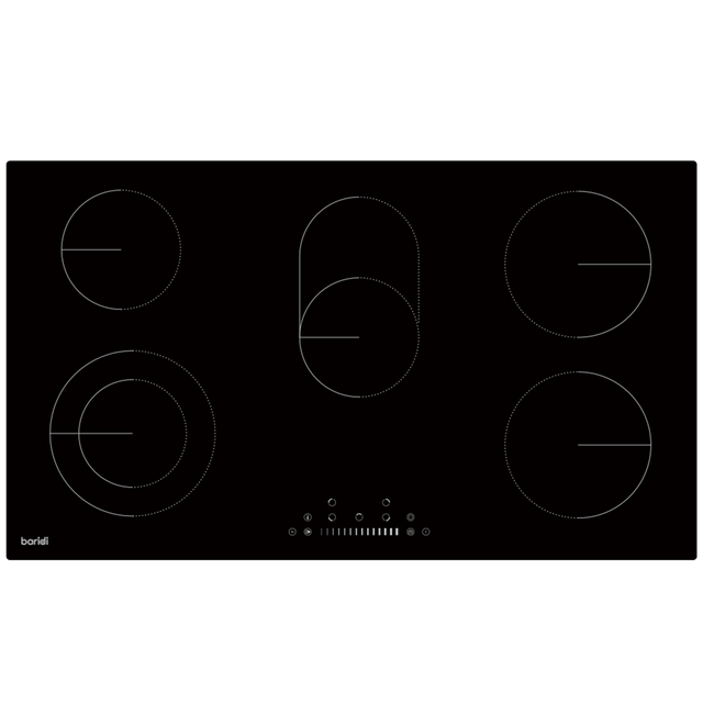 Baridi DH389 Integrated Ceramic Hob with 5 Cooking Zones 90cm - Black Glass