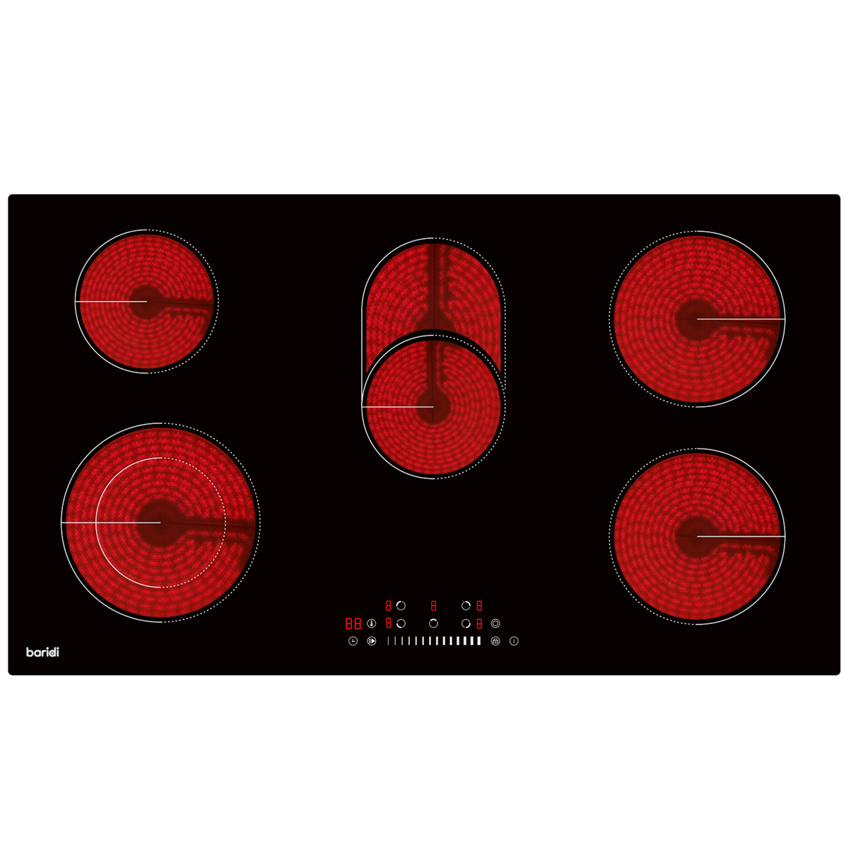 Baridi DH389 Integrated Ceramic Hob with 5 Cooking Zones 90cm - Black Glass - additional view 12