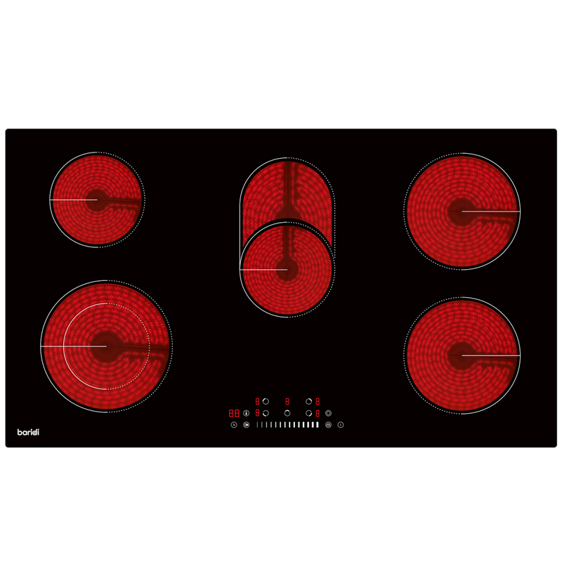 Baridi DH389 Integrated Ceramic Hob with 5 Cooking Zones 90cm - Black Glass - additional view 12