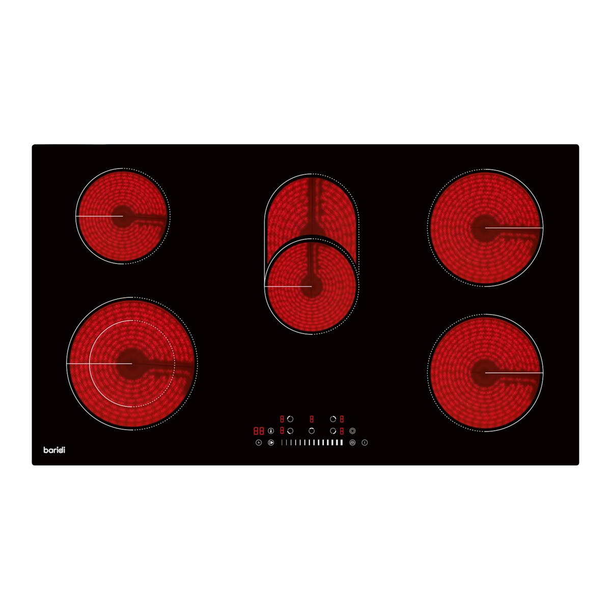 Baridi DH389 Integrated Ceramic Hob with 5 Cooking Zones 90cm - Black Glass - additional view 13