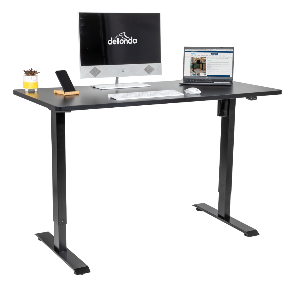 Dellonda DH38 Single Motor Ultra-Quiet Adjustable-Height Electric Sit/Stand Desk - Black Desktop - additional view 9