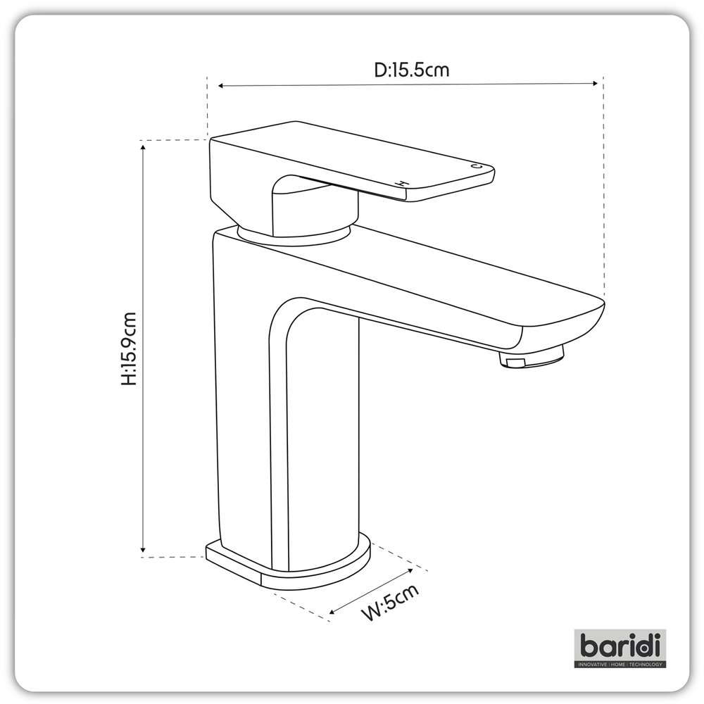 Baridi DH393 Basin Mixer Tap with Clicker Waste - Matt Black - additional view 9
