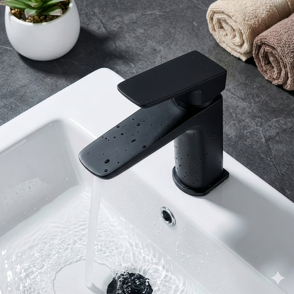 Baridi DH393 Basin Mixer Tap with Clicker Waste - Matt Black - additional view 5