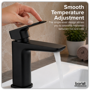 Baridi DH393 Basin Mixer Tap with Clicker Waste - Matt Black - additional view 11