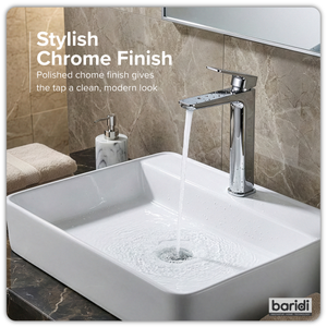 Baridi DH394 High Basin Mixer Tap with Clicker Waste - Chrome - additional view 3