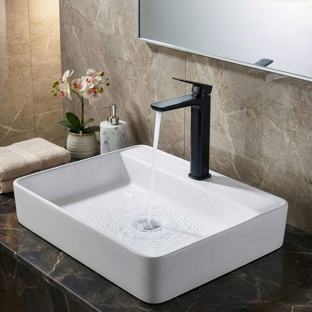 Baridi DH395 High Basin Mixer Tap with Clicker Waste - Matt Black - additional view 6