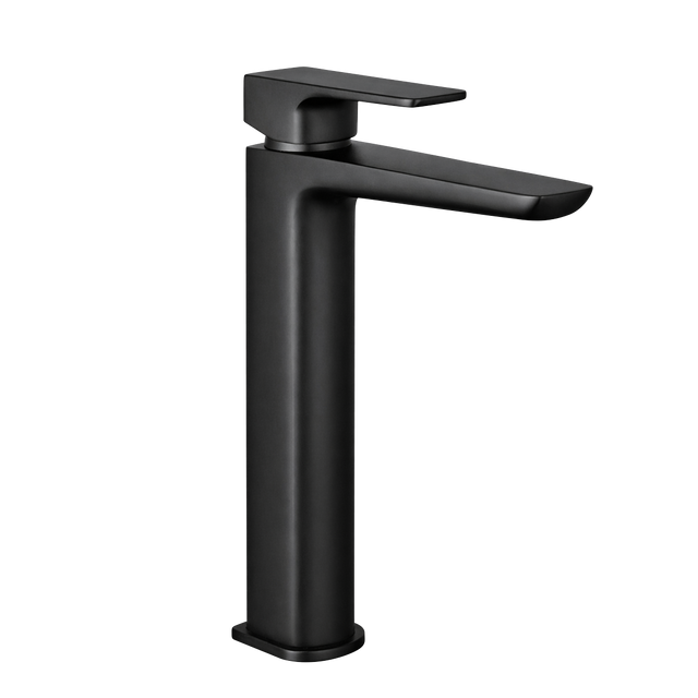 Baridi DH395 High Basin Mixer Tap with Clicker Waste - Matt Black