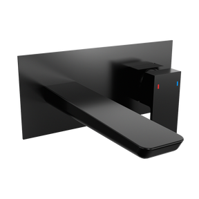 Baridi DH397 Wall Mounting Basin Mixer Tap, Square - Matt Black
