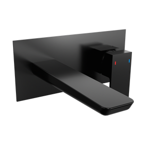 Baridi DH397 Wall Mounting Basin Mixer Tap, Square - Matt Black