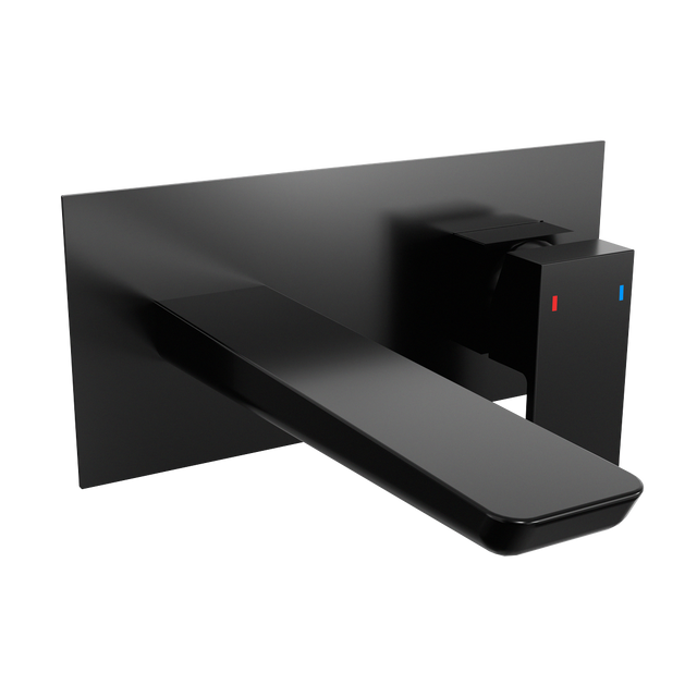 Baridi DH397 Wall Mounting Basin Mixer Tap, Square - Matt Black