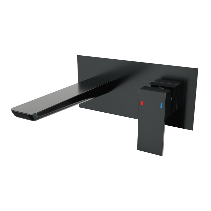 Baridi DH397 Wall Mounting Basin Mixer Tap, Square - Matt Black - additional view 3