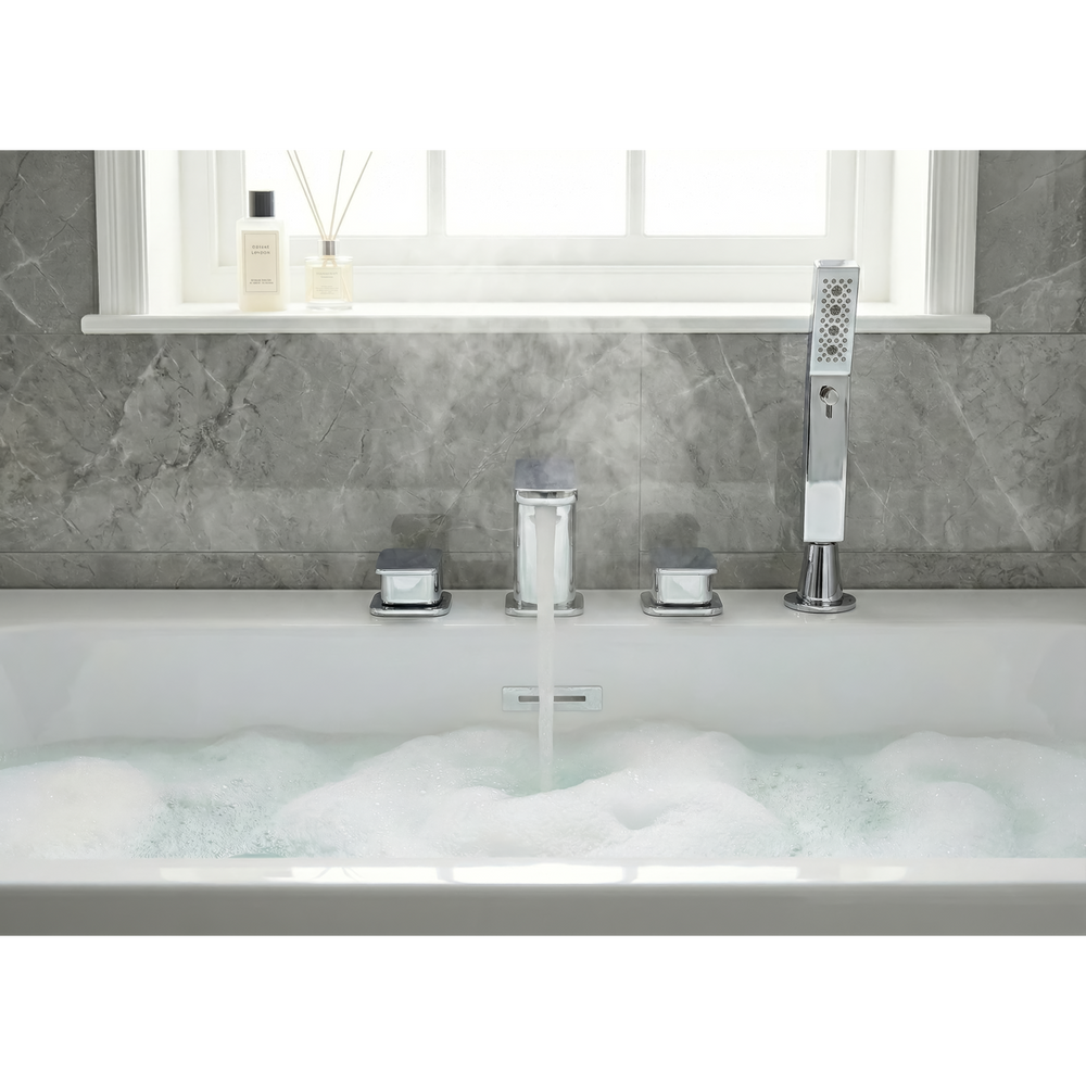 Baridi DH398 Bath Mounting 4-Hole Mixer Tap with Shower Head - Chrome - additional view 3