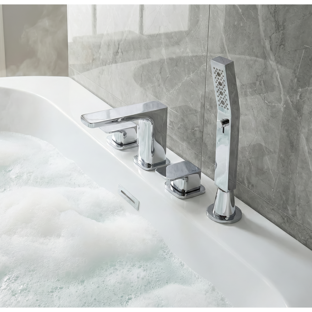 Baridi DH398 Bath Mounting 4-Hole Mixer Tap with Shower Head - Chrome - additional view 4