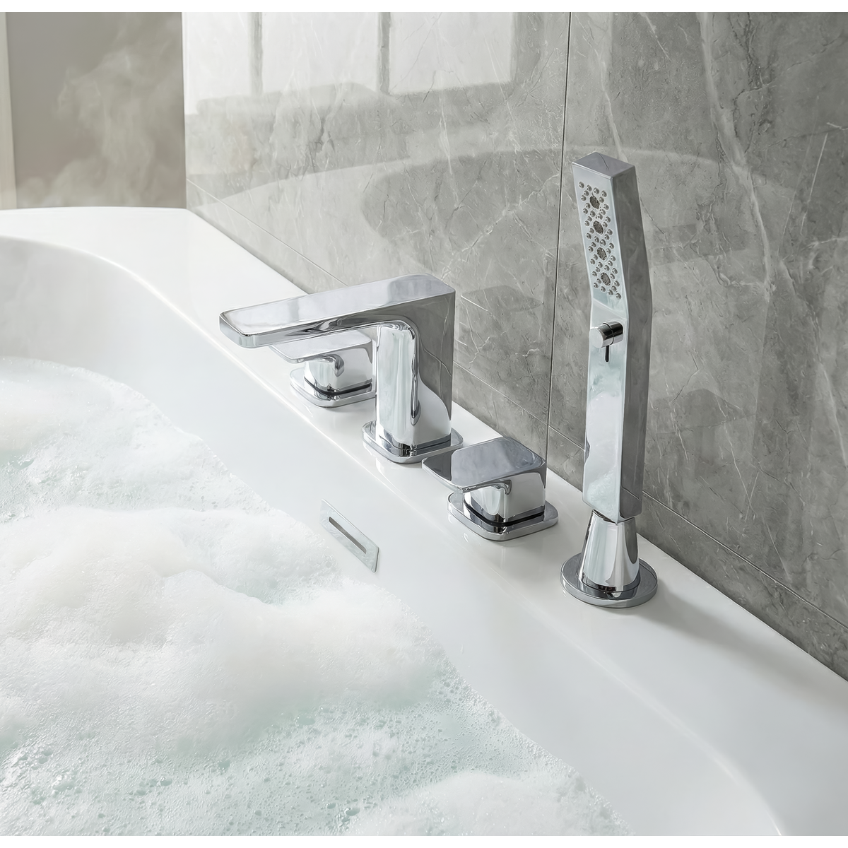 Baridi DH398 Bath Mounting 4-Hole Mixer Tap with Shower Head - Chrome - additional view 4