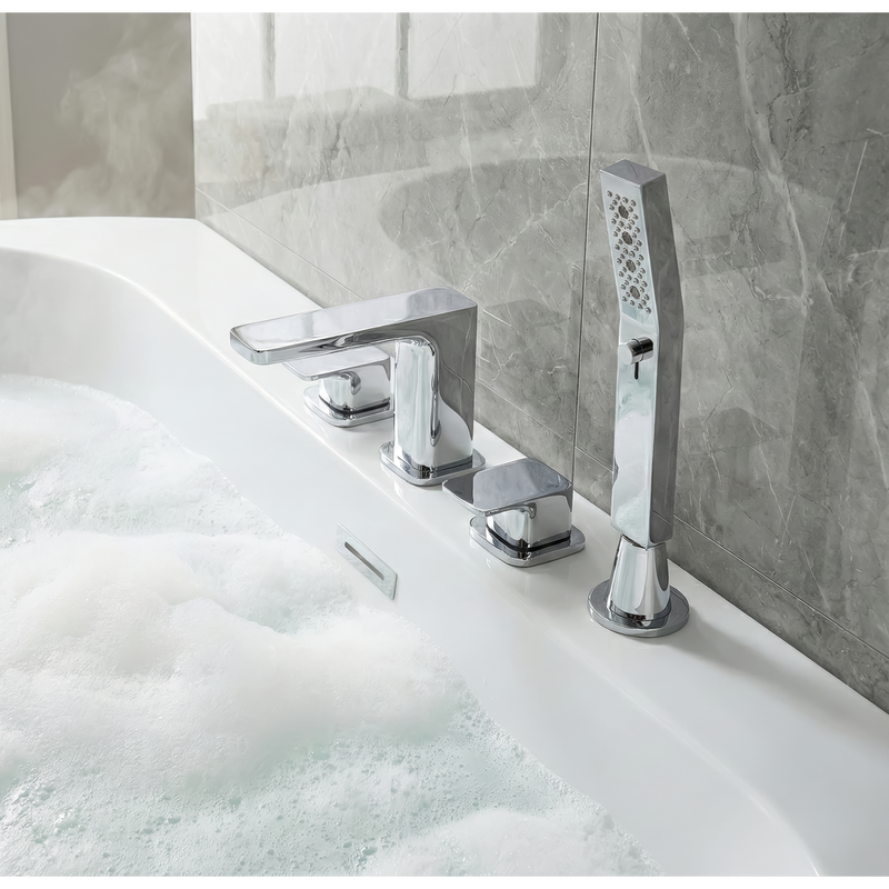 Baridi DH398 Bath Mounting 4-Hole Mixer Tap with Shower Head - Chrome - additional view 4
