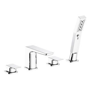 Baridi DH398 Bath Mounting 4-Hole Mixer Tap with Shower Head - Chrome