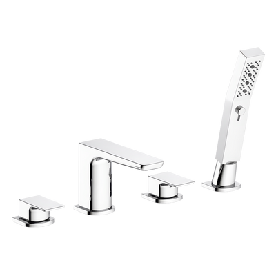 Baridi DH398 Bath Mounting 4-Hole Mixer Tap with Shower Head - Chrome