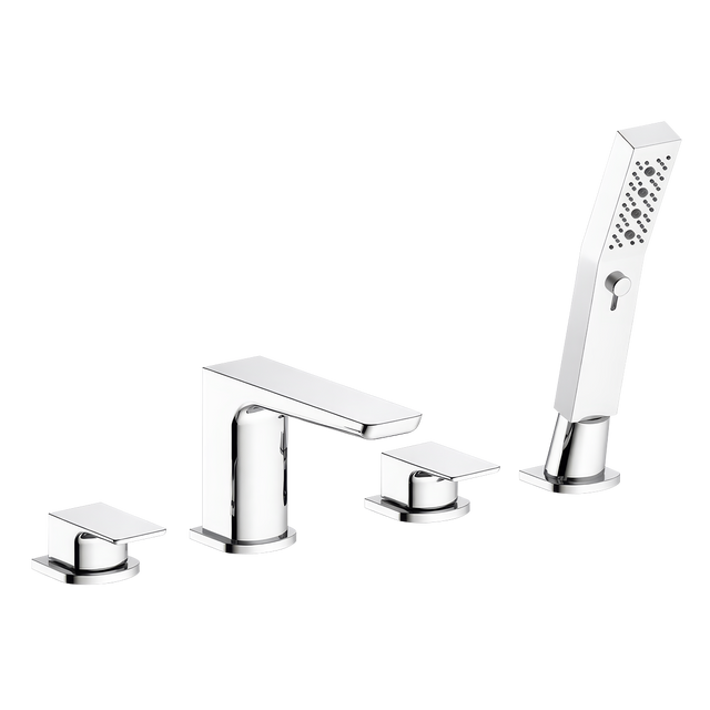 Baridi DH398 Bath Mounting 4-Hole Mixer Tap with Shower Head - Chrome