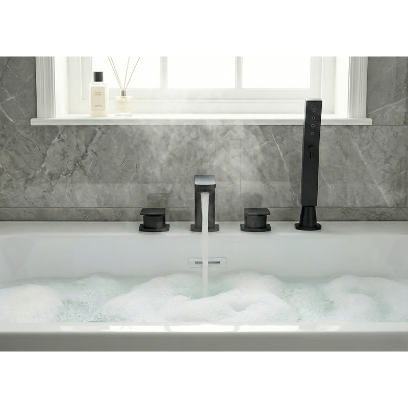 Baridi DH399 Bath Mounting 4-Hole Mixer Tap with Shower Head - Matt Black - additional view 3