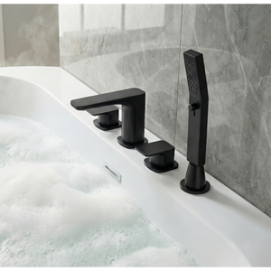 Baridi DH399 Bath Mounting 4-Hole Mixer Tap with Shower Head - Matt Black - additional view 4